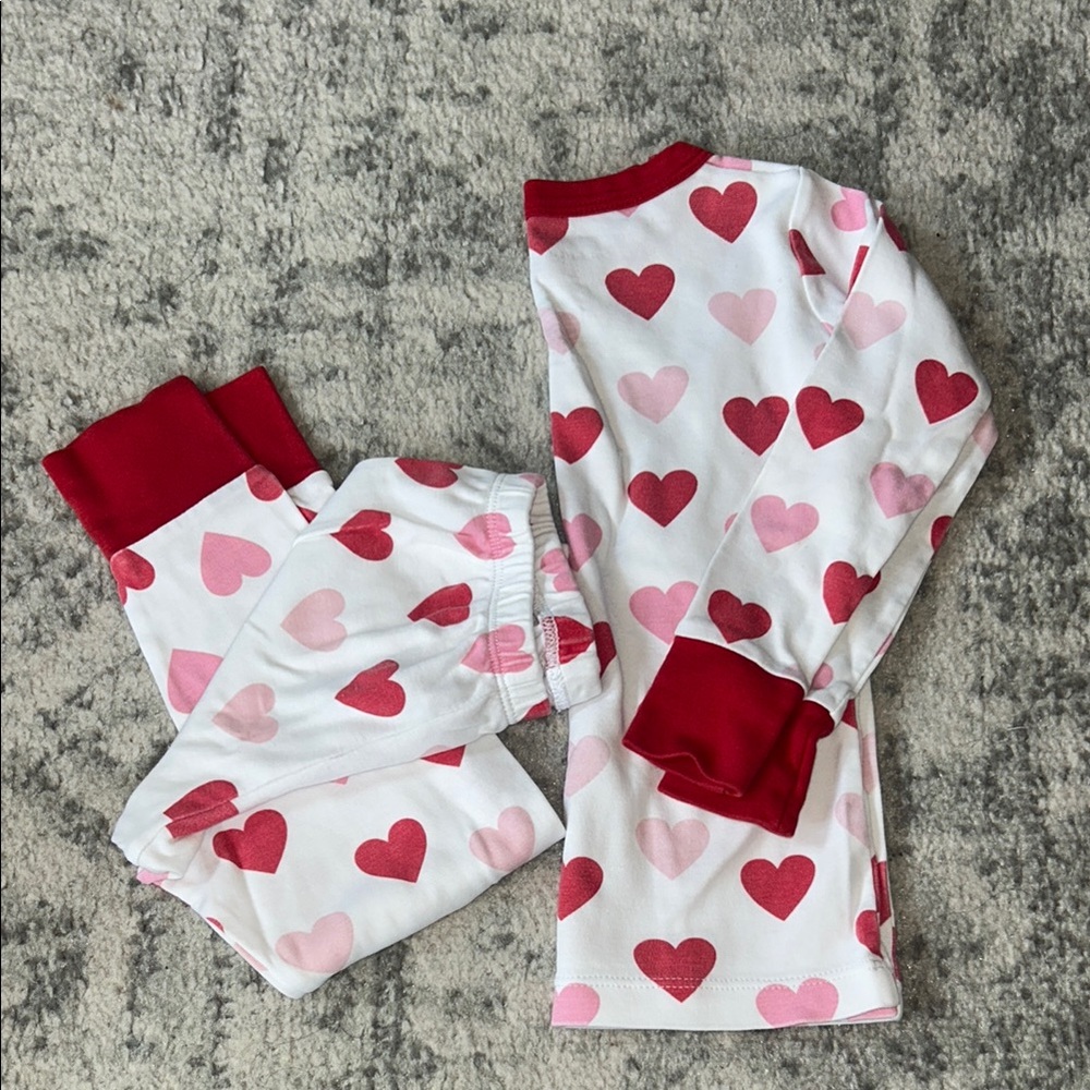 Playful Heart Pajama Set in Red and Pink